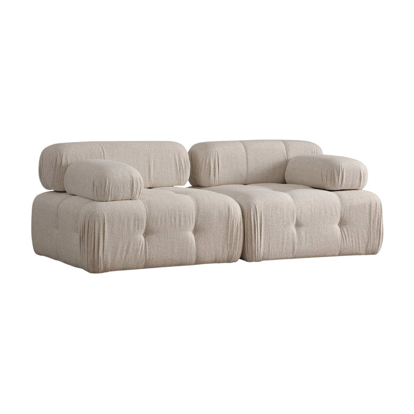 Canapé 2 places en tissu bouclé beige 200x100x80cm Doblo - Home Design
