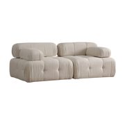 Sofá de 2 plazas en tejido rizado beige 200x100x80cm Doblo - Home Design