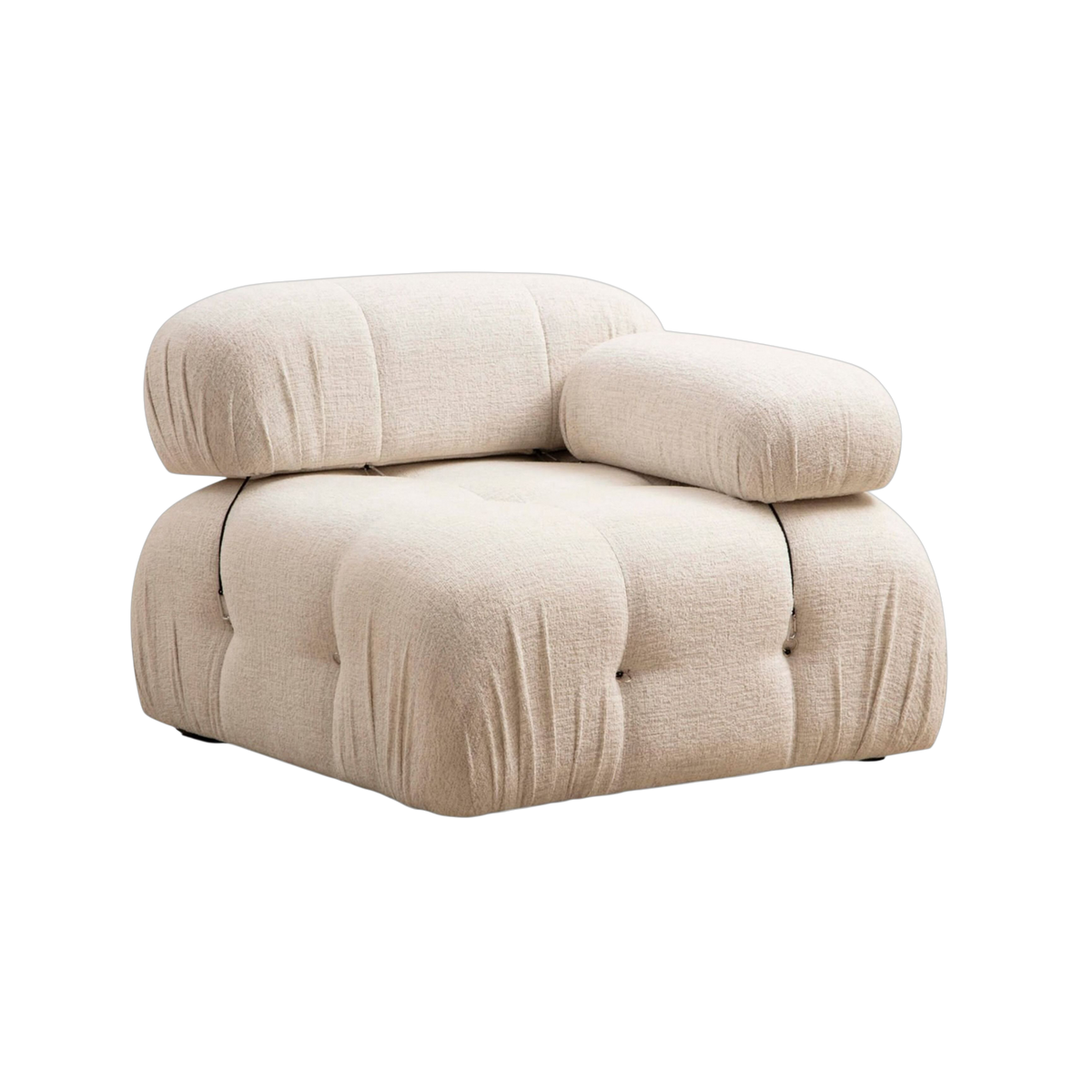 Straight angle al module in cream bouclé fabric 95x75cm Bubble 1R - Home Design