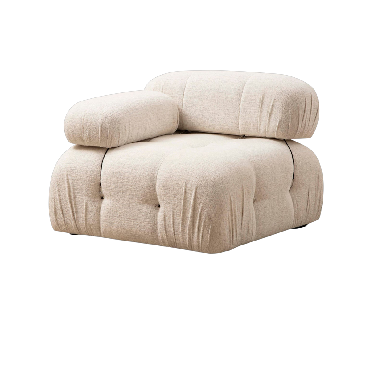 Left angle e module in cream bouclé fabric 5x75cm Bubble 1R - Home Design