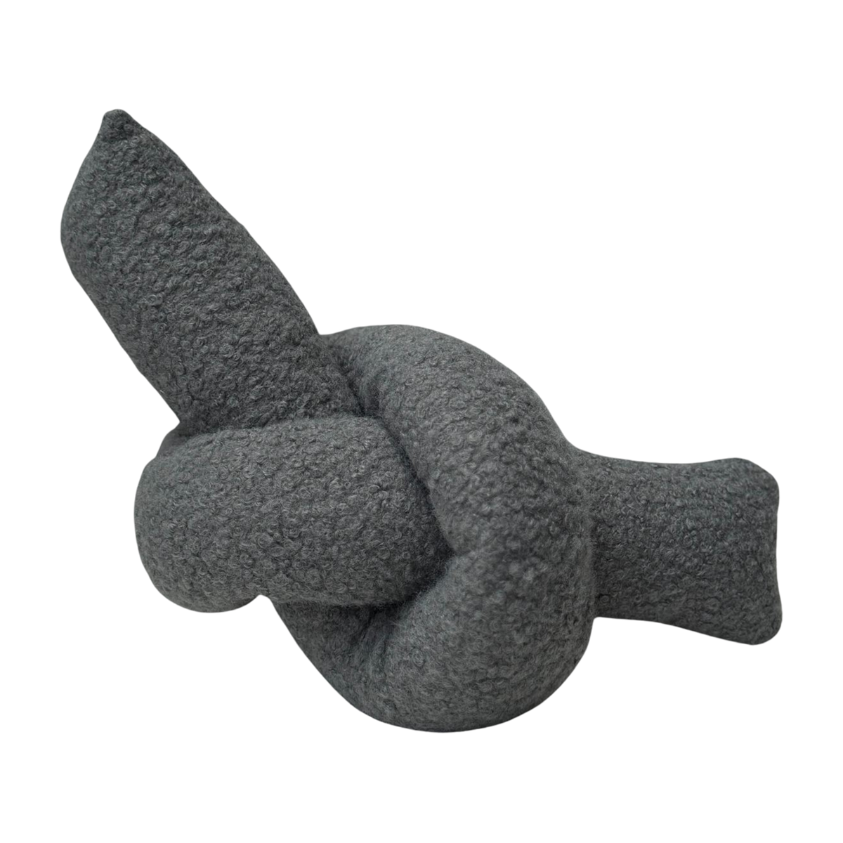 Kissen mit Schleife aus grauem Bouclé-Stoff, 44 x 22 x 18 cm Ask dugum – Home Design