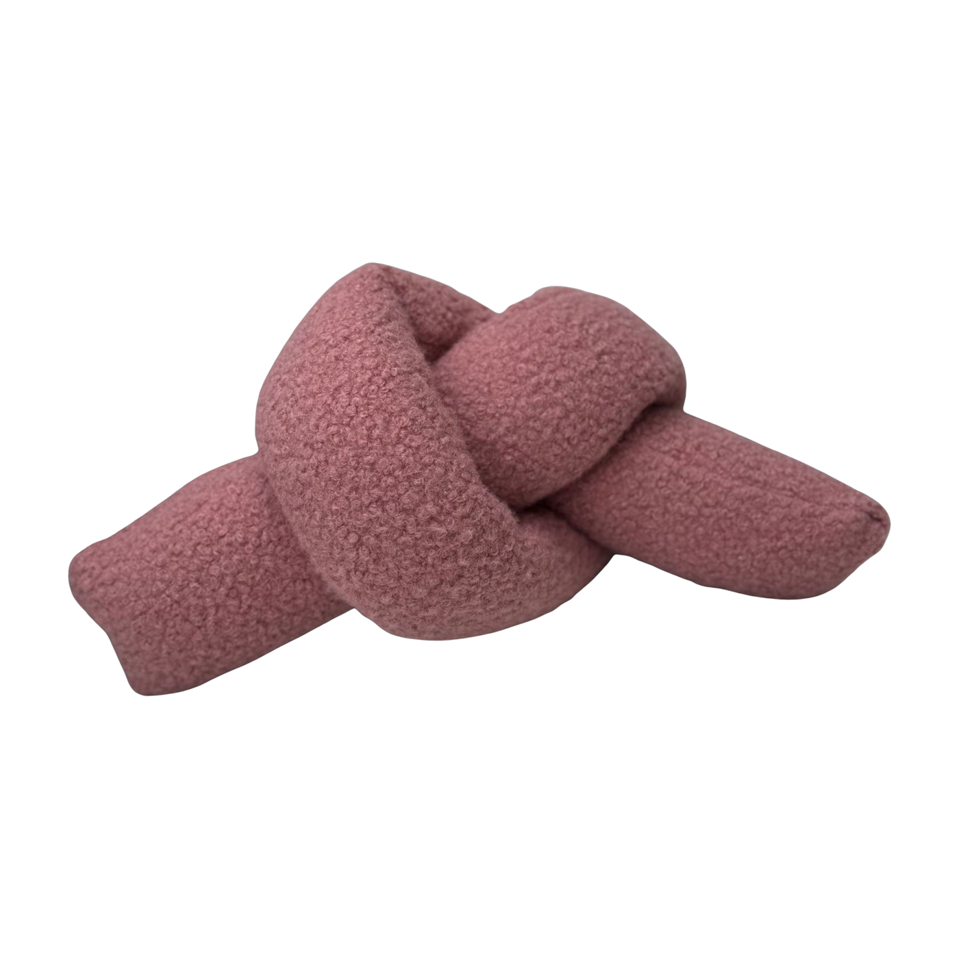 Coussin noeud en tissu bouclé rose 44x22x18cm Ask dugum - Home Design