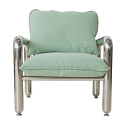 Sessel aus mintgrünem Stoff und Chrom 85 x 84, 5 x 90 cm Lounge – HKliving