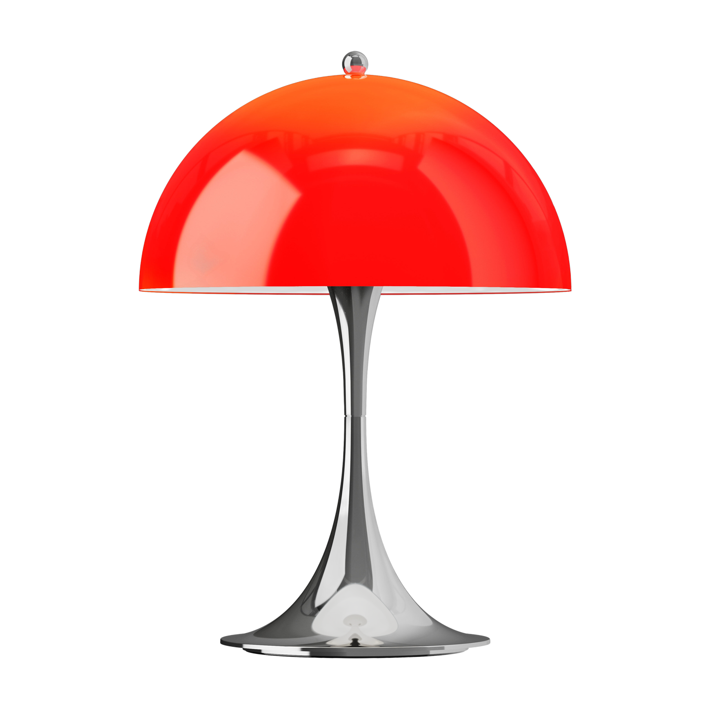 Lampada da tavolo rossa opalina e cromata PANTHELLA e 250 V3 - Louis Poulsen