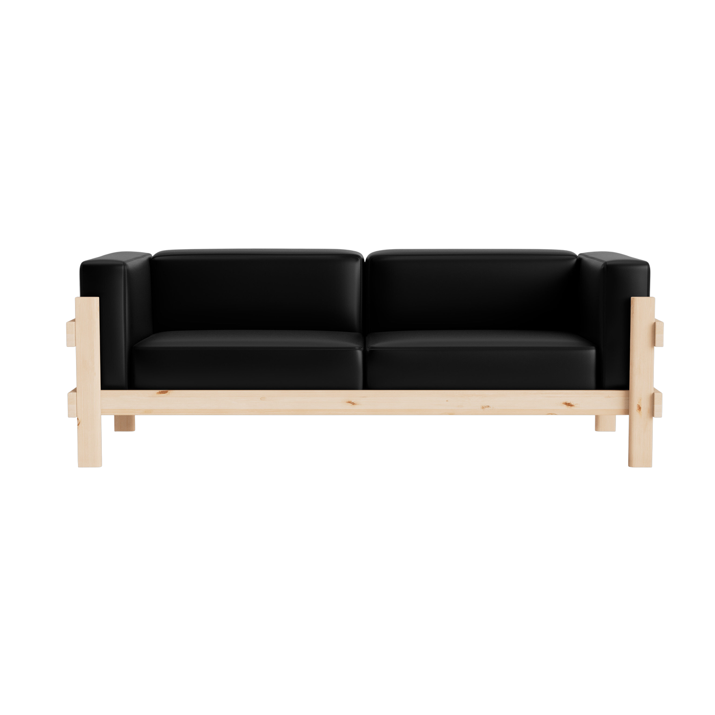 Canapé 3 places en cuir ultra 41599 noir et pin Kube - Normann Copenhagen