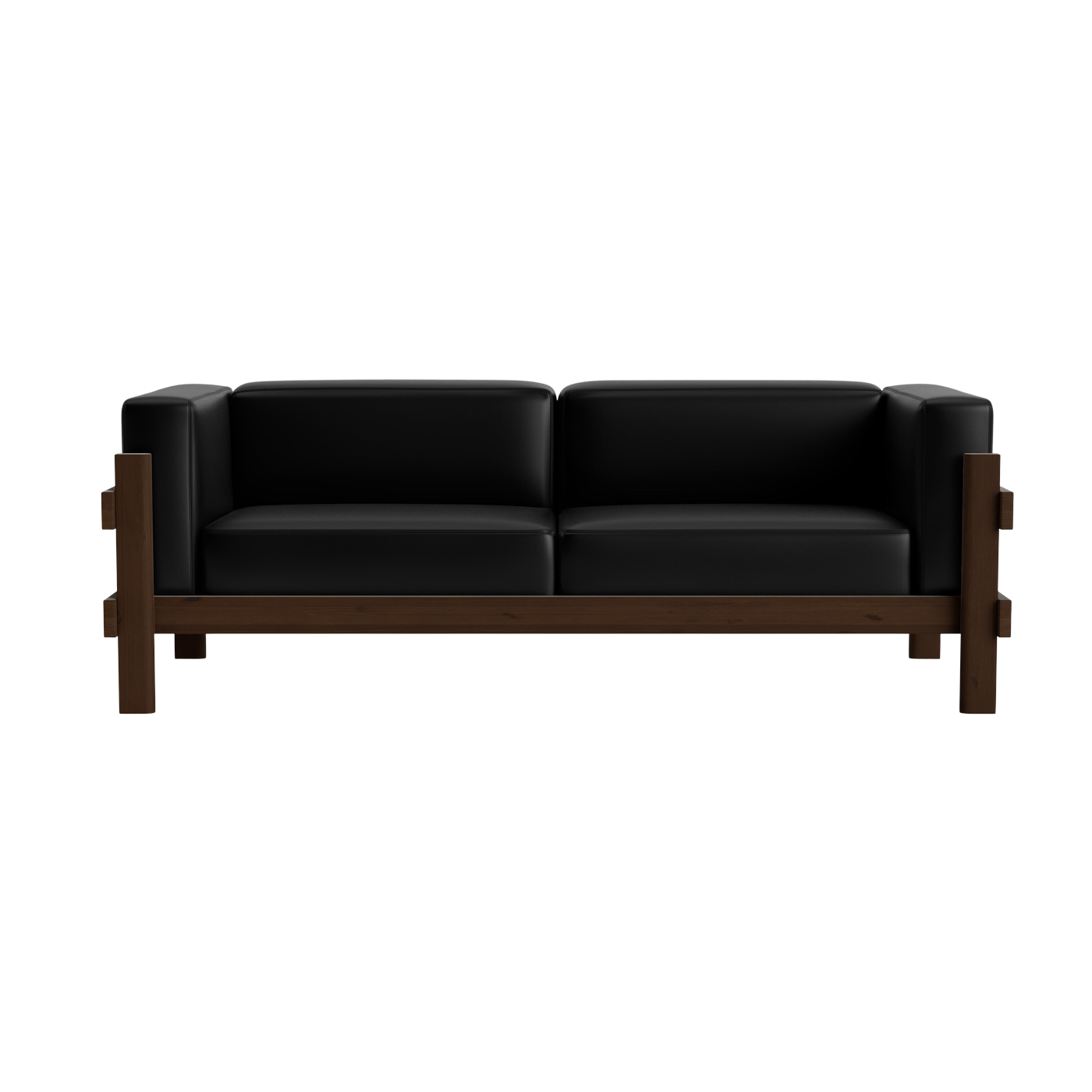 Canapé 3 places en cuir ultra 41599 noir et pin foncé Kube - Normann Copenhagen