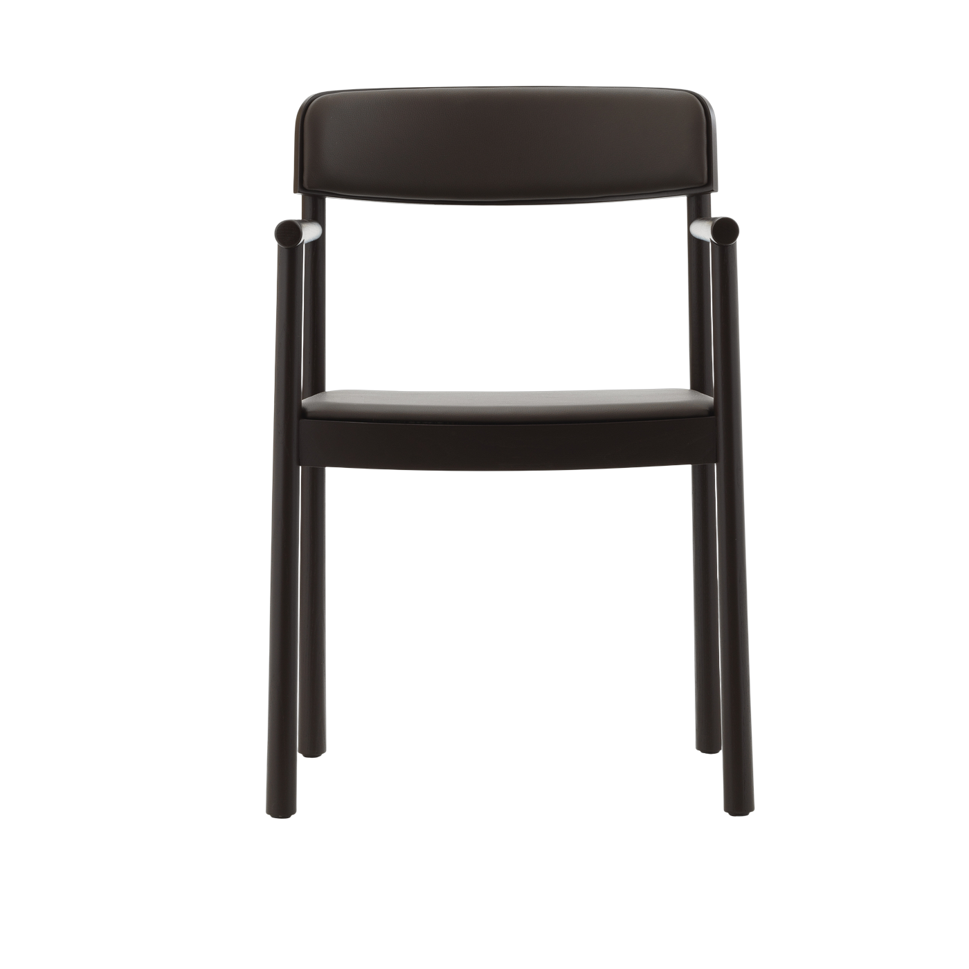 Silla con reposabrazos de madera de fresno marrón y cuero chocolate oscuro Timb - Normann Copenhagen