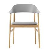 Chair with armrests in gray Remix 123 fabric and oak Herit - Normann Copenhagen