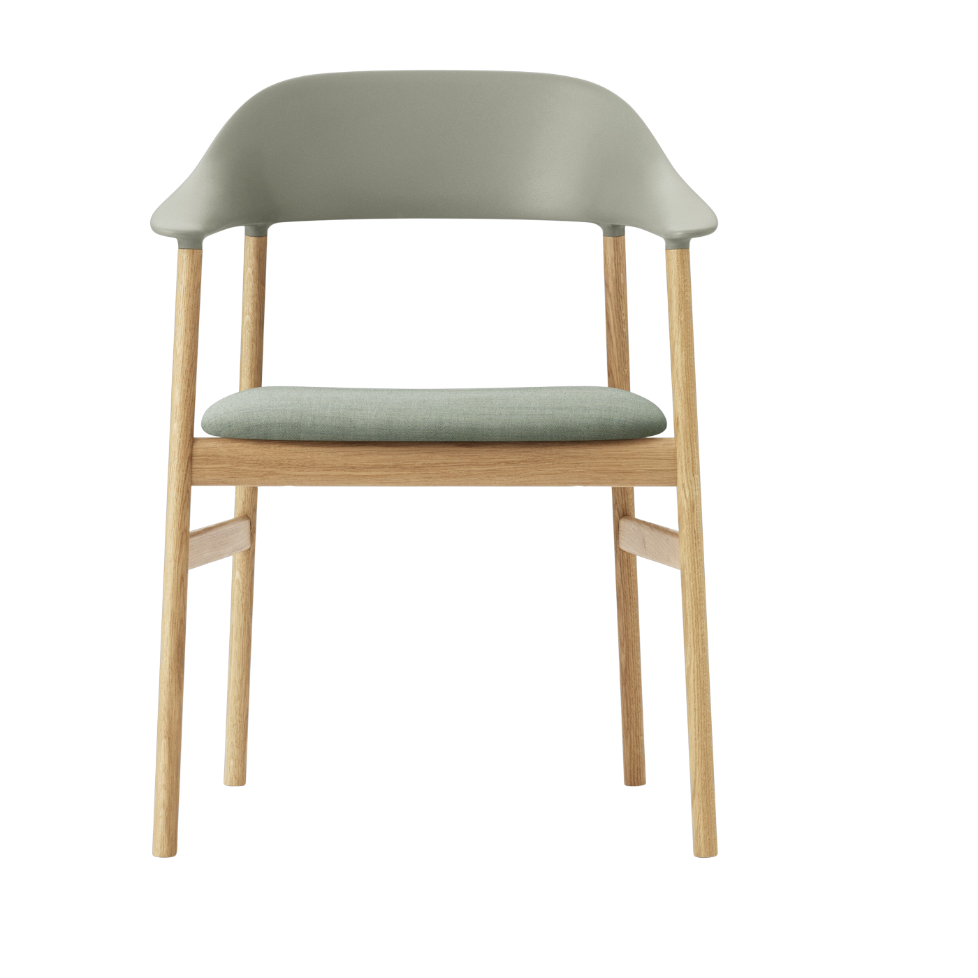 Silla con reposabrazos en tejido verde remix 906 y roble Herit - Normann Copenhagen