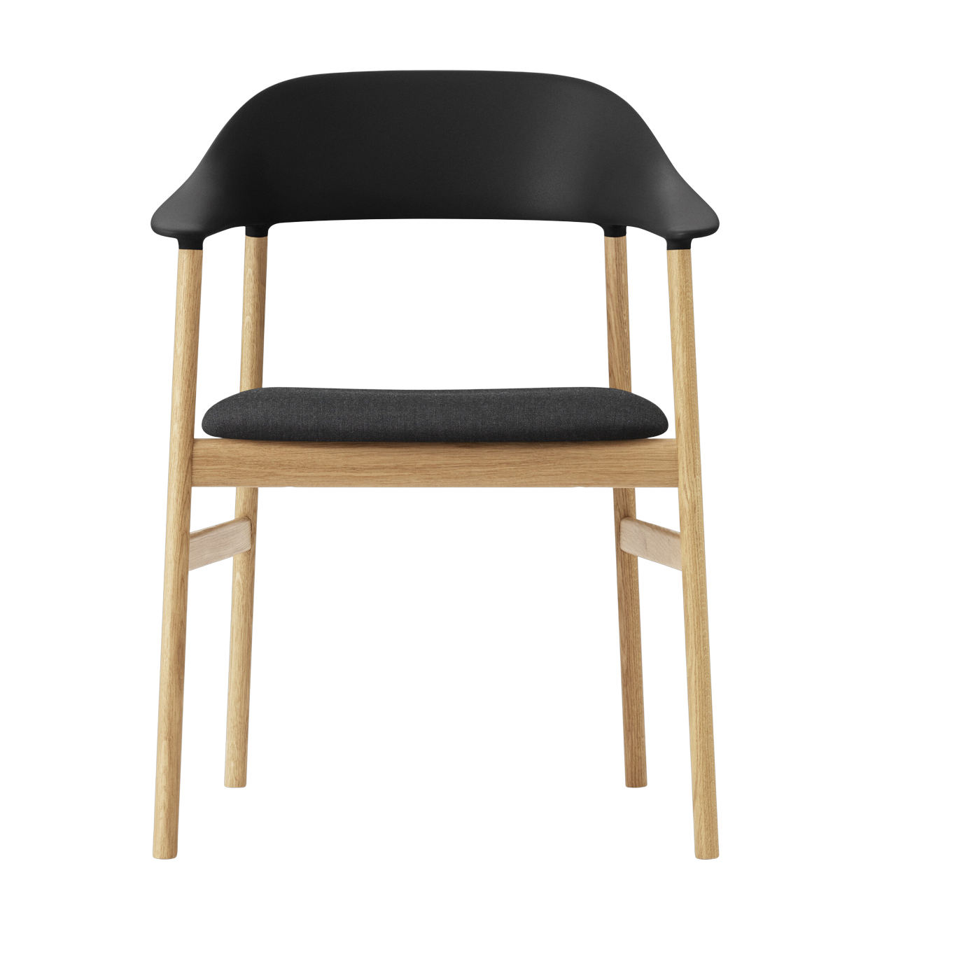 Silla con reposabrazos en tejido negro remix 173 y roble Herit - Normann Copenhagen