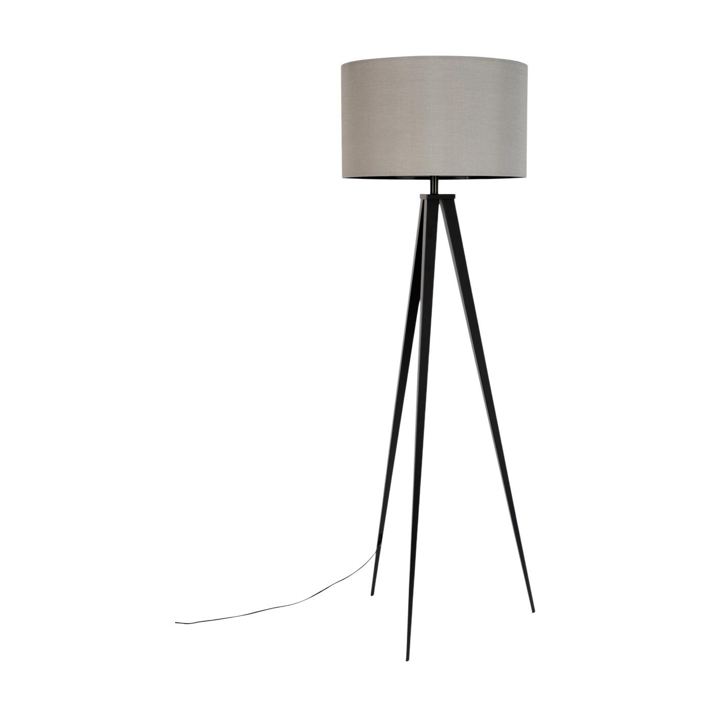 Lampada da terra con treppiede in metallo nero e paralume in tessuto grigio 50x157cm Tripod - Zuiver