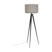 Stehleuchte mit schwarzem Metallfuß und grauem Stoffschirm 50 x 157 cm Tripod - Zuiver