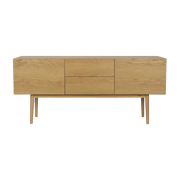 Solid oak sideboard with 2 doors and 2 drawers 160x40x72cm Height - Zuiver