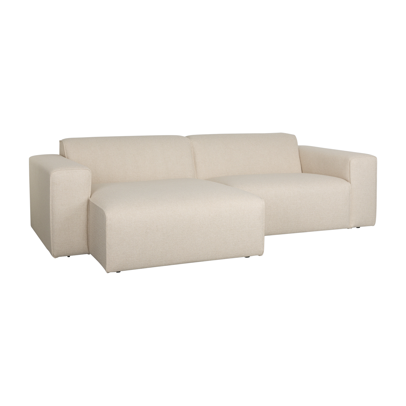 Sofá de poliéster beige con méridienne a la izquierda 247x70x41x63cm Milka - Zuiver