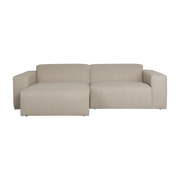 Cappuccino polyester sofa with left-hand méridienne, 247x70x41x63cm Milka - Zuiver