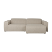 Cappuccino polyester sofa with right-hand méridienne, 247x70x41x63cm Milka - Zuiver