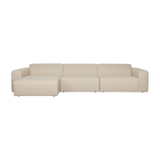 Beige polyester sofa with left-hand méridienne, 350x70x41cm Milka - Zuiver