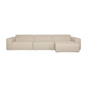 Beige polyester sofa with right-hand méridienne, 350x70x41cm Milka - Zuiver