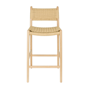 Dutchbone Cecile woven beech wood bar stool 47x48x95cm