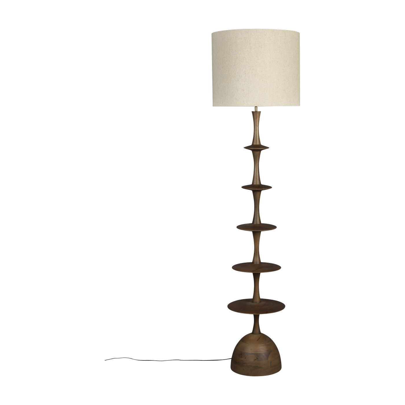 Lampada da terra in legno di mango con finitura noce 45x179cm Cath - Dutchbone