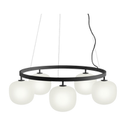 Lampadario in alluminio nero e vetro soffiato Rime - Muuto