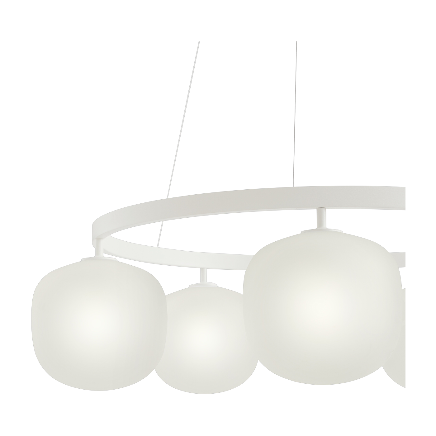 Lampadario in alluminio bianco e vetro soffiato Rime - Muuto