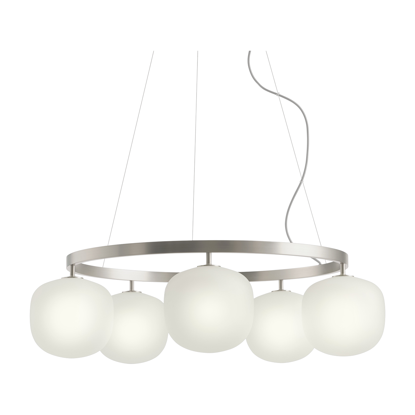 Lampadario in alluminio grigio e vetro soffiato Rime - Muuto