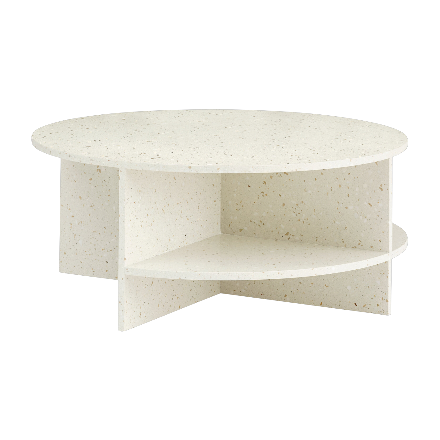 Couchtisch „ ronde ” aus weißem Terrazzo, 85 x 36, 5 cm Halves - Muuto