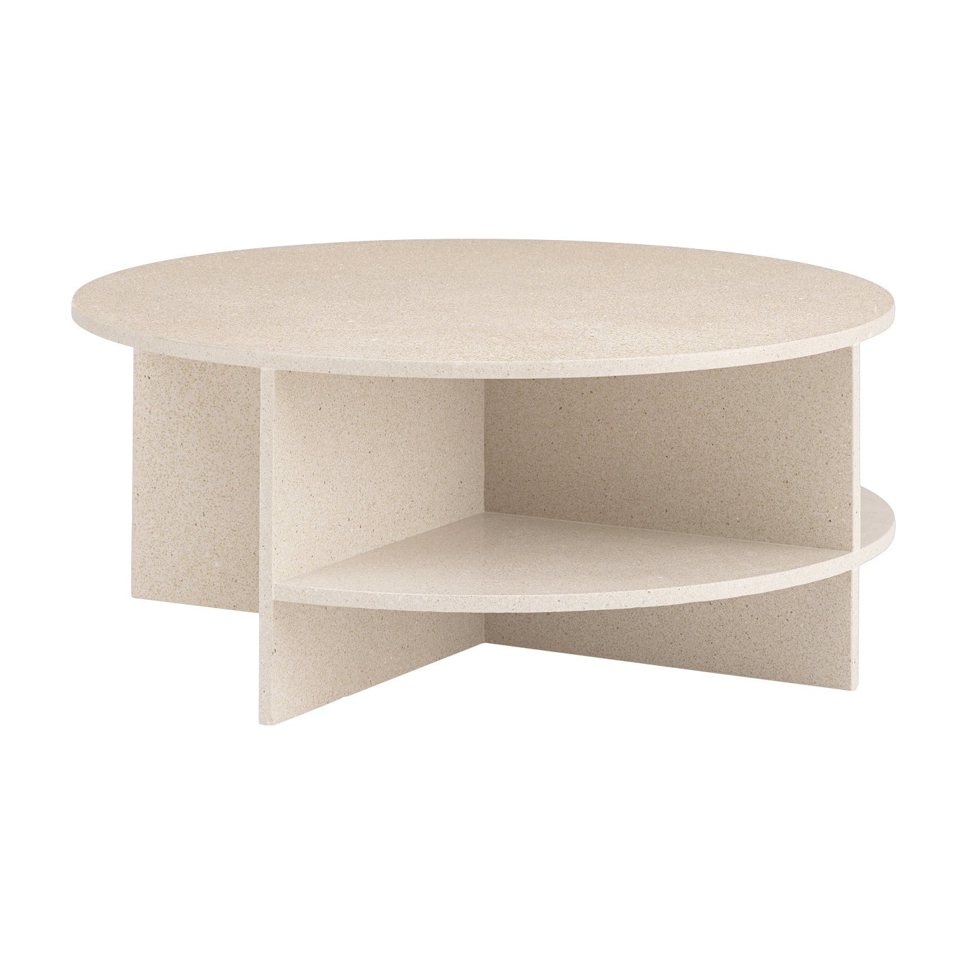 Couchtisch „ ronde ” aus taupefarbenem Terrazzo, 85 x 36, 5 cm Halves - Muuto