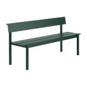 Banc de jardin avec dossier en acier vert foncé 170x34cm Linear - Muuto