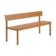 Linear garden bench with orange steel backrest, 170x34cm - Muuto