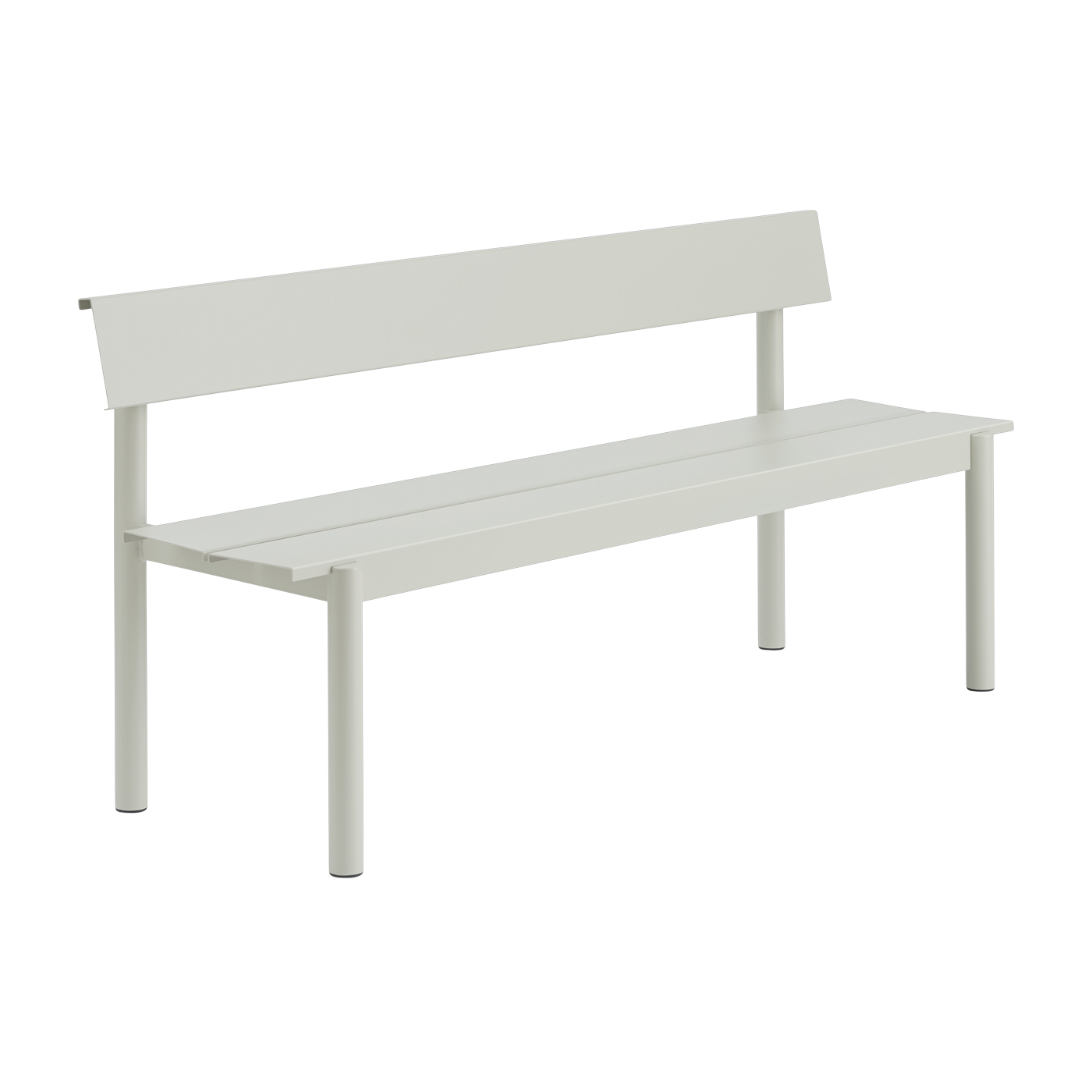 Gartenbank mit Rückenlehne aus grauem Stahl 170 x 34 cm „ Linear ” – Muuto
