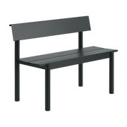 Gartenbank mit Rückenlehne aus schwarzem Stahl 110 x 34 cm „ Linear ” – Muuto