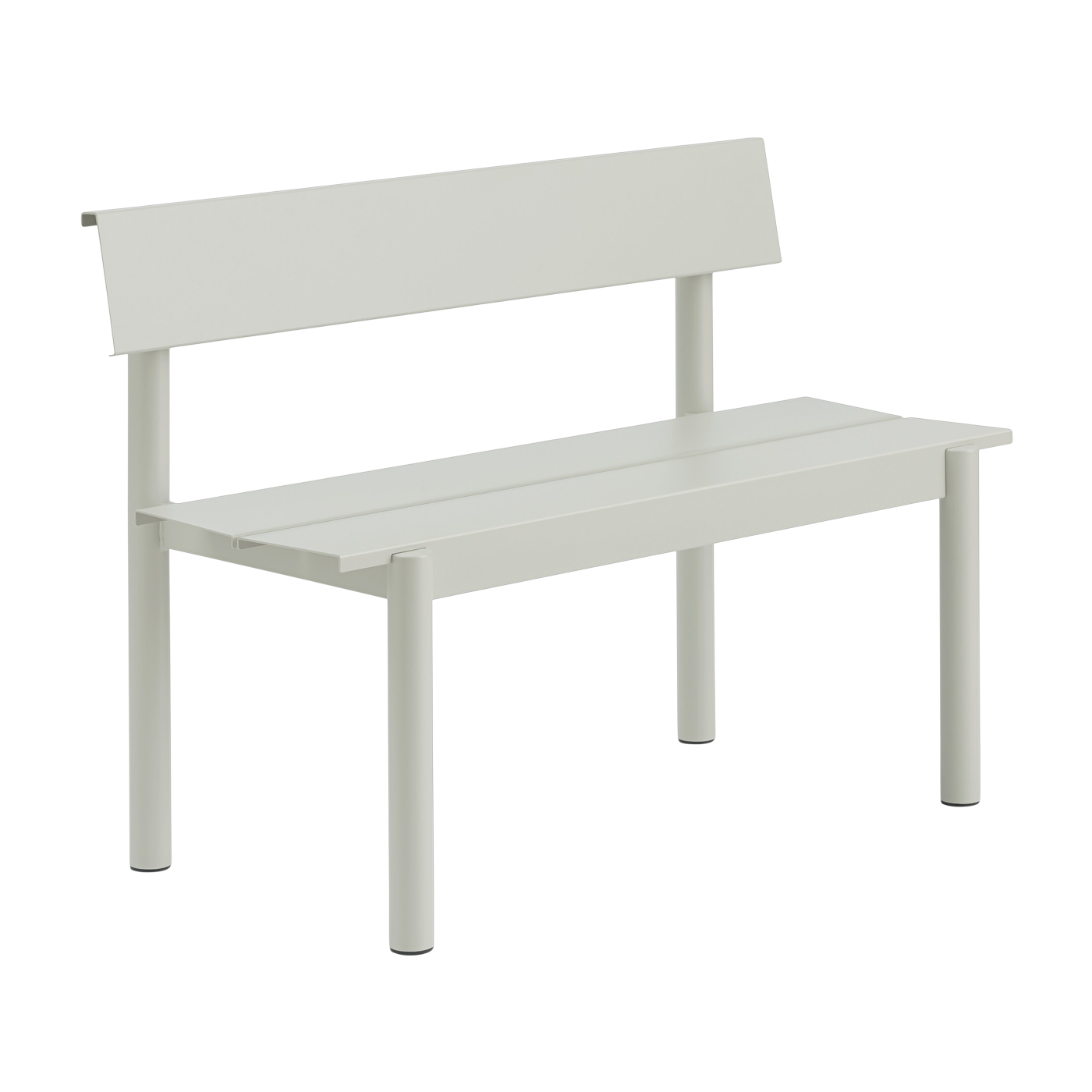 Gartenbank mit Rückenlehne aus grauem Stahl 110 x 34 cm „ Linear ” – Muuto