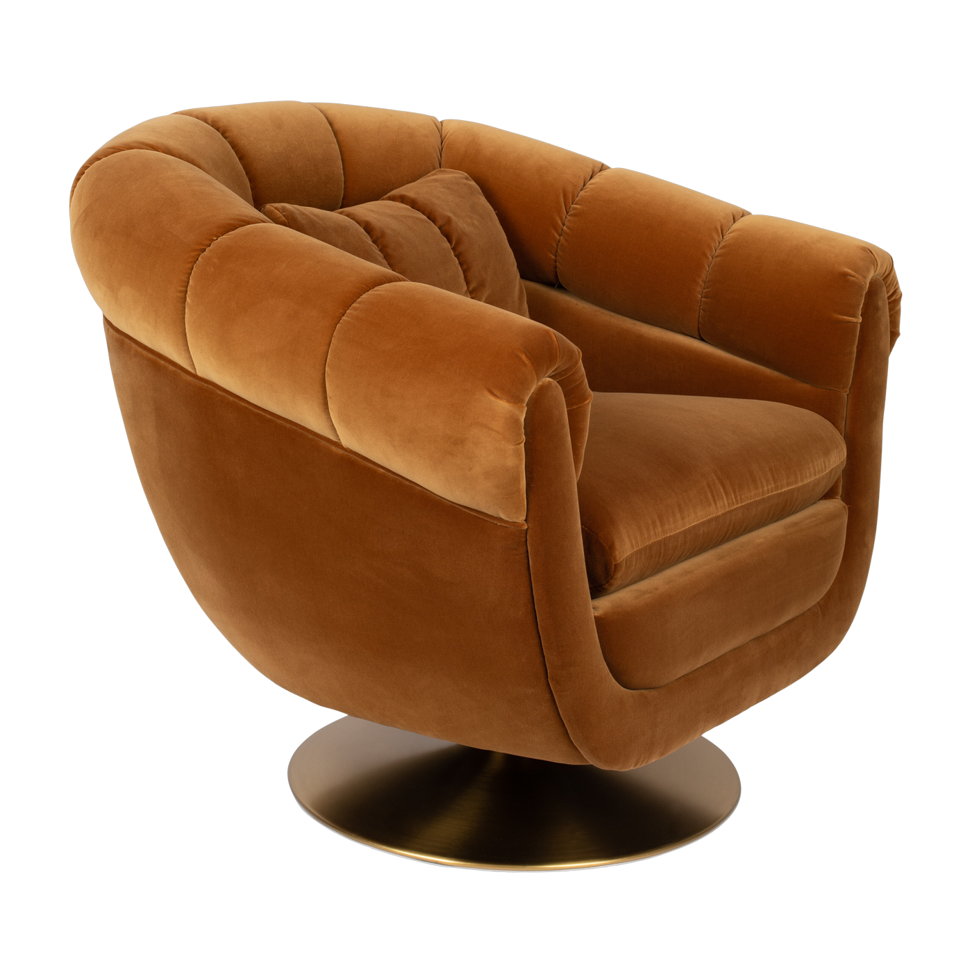 Brown velvet-effect polyester and eucalyptus wood armchair 88x82x79cm Whiskey - Dutchbone