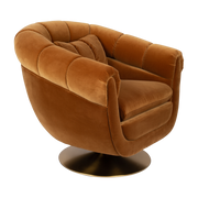 Fauteuil en polyester effet velours marron et bois d'eucalyptus 88x82x79cm Whiskey - Dutchbone