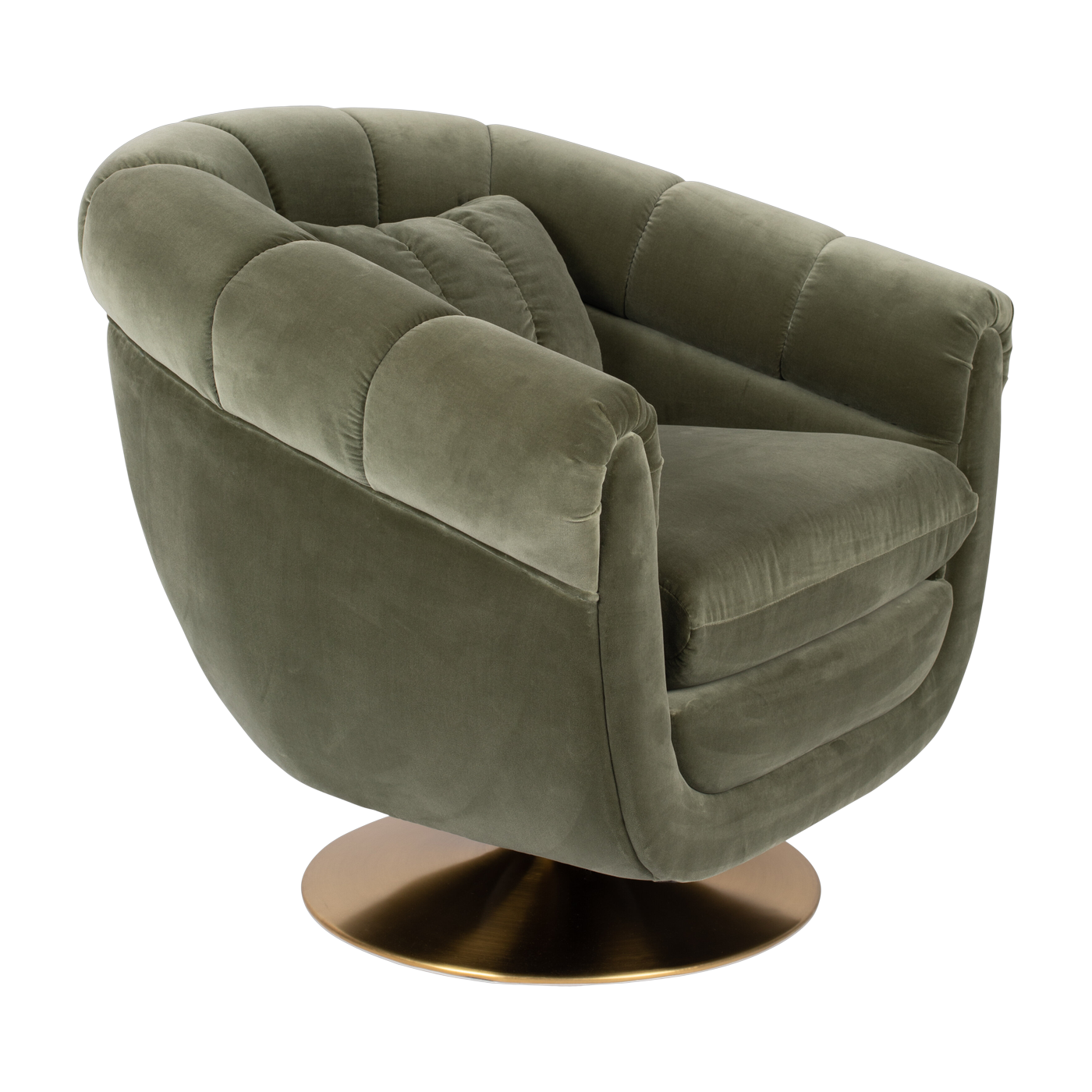 Green velvet-effect polyester and eucalyptus wood armchair 88x82x79cm Whiskey - Dutchbone