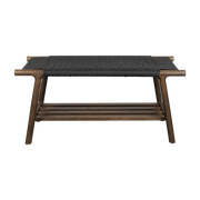 Solid oak bench with black braided rope 35x90x43cm Kintaro - Dutchbone
