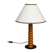 Horace oak table lamp with cream fabric shade, 30x64cm - Dutchbone