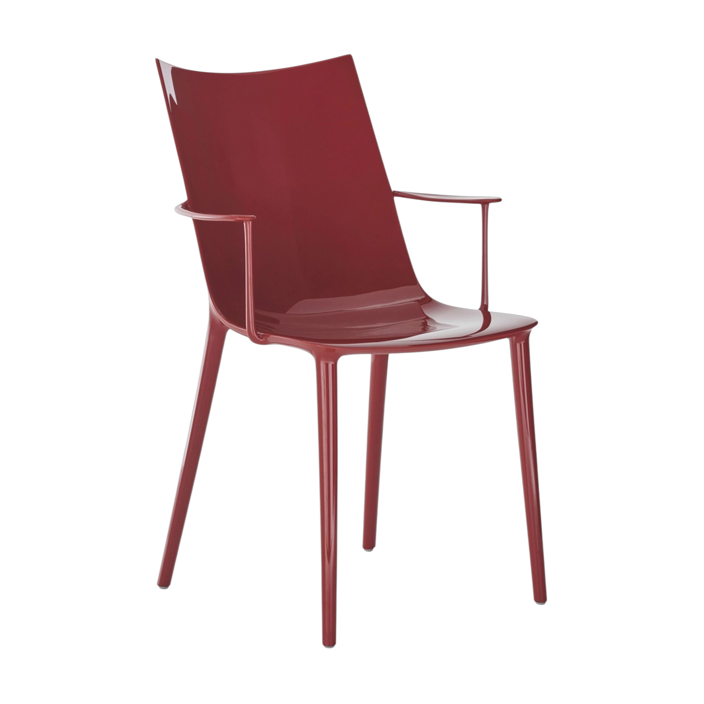 Chair in recycled thermoplastic, burgundy, with a brillant effect, 47x57x90cm H. H. H - Kartell
