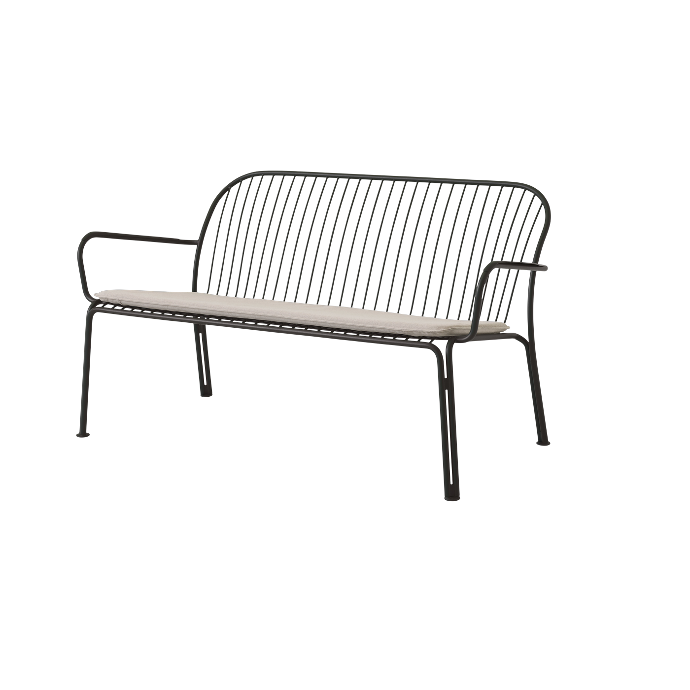 Sofá de jardín con respaldo y reposabrazos de acero negro caliente Thorvald SC110 - &tradition