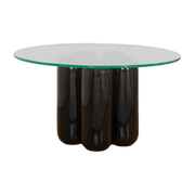 Black ceramic coffee table with glass top, 67x30cm Charlotte - Cosin Paris