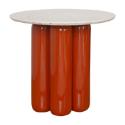 Terracotta ceramic side table with recycled tabletop, 50 cm Charlotte - Cosin Paris