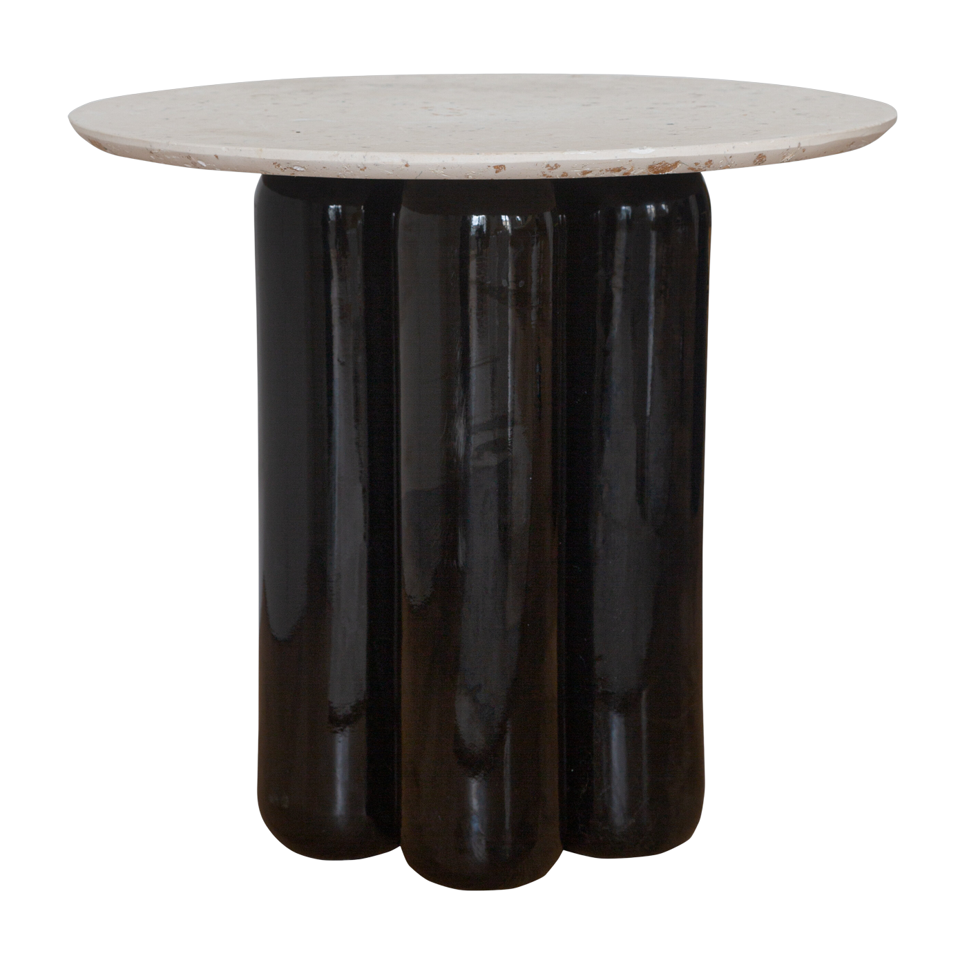 Beistelltisch aus schwarzer Keramik und recyceltem Tischplattenmaterial, 50 cm Charlotte - Cosin Paris