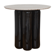 Black ceramic side table with recycled top, 50 cm Charlotte - Cosin Paris