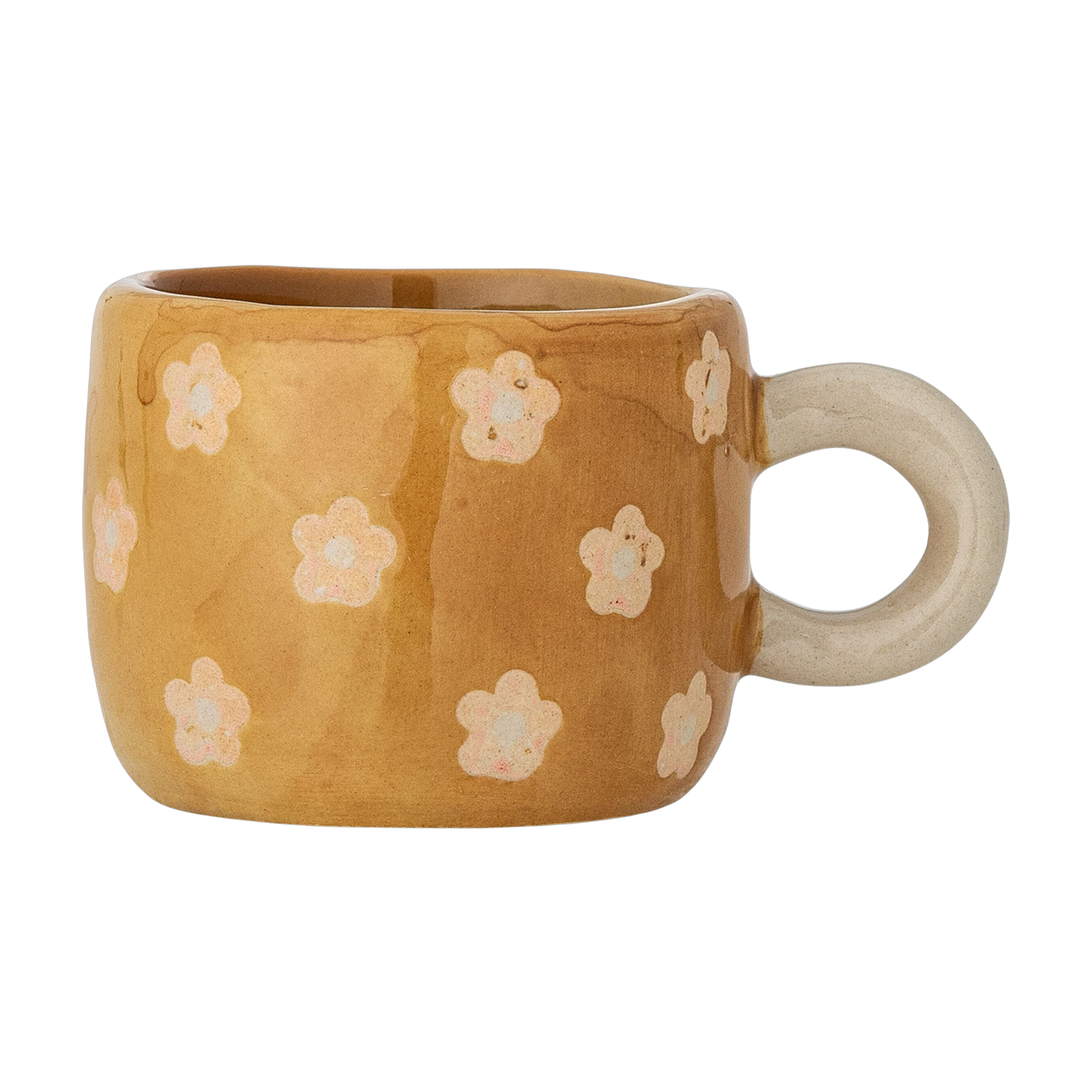 Tazza da caffè in gres marrone con fiori Nini - Bloomingville