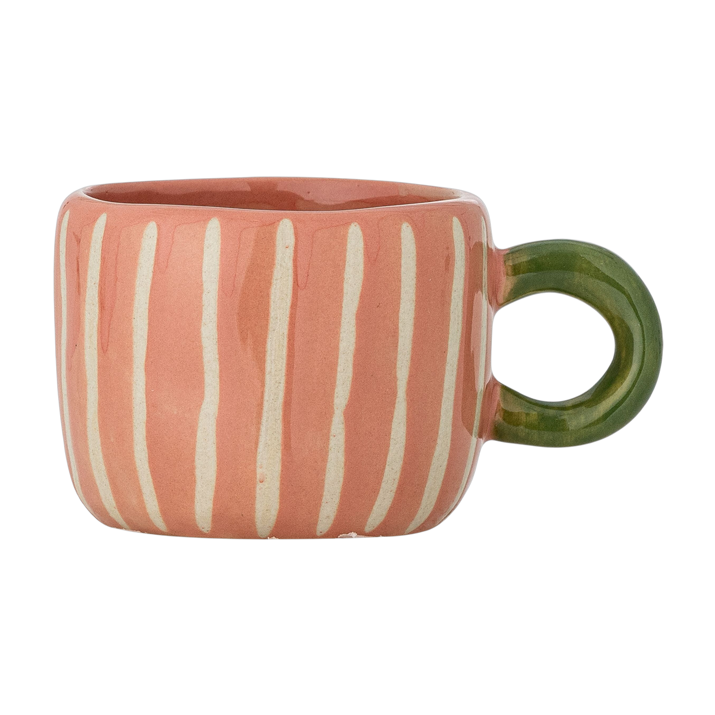 Espressotasse aus grünem und rosa Steingut mit Streifen Nini - Bloomingville