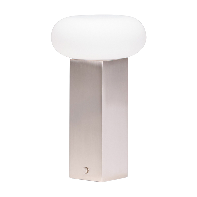 Lampada portatile in nichel spazzolato Low - Hübsch