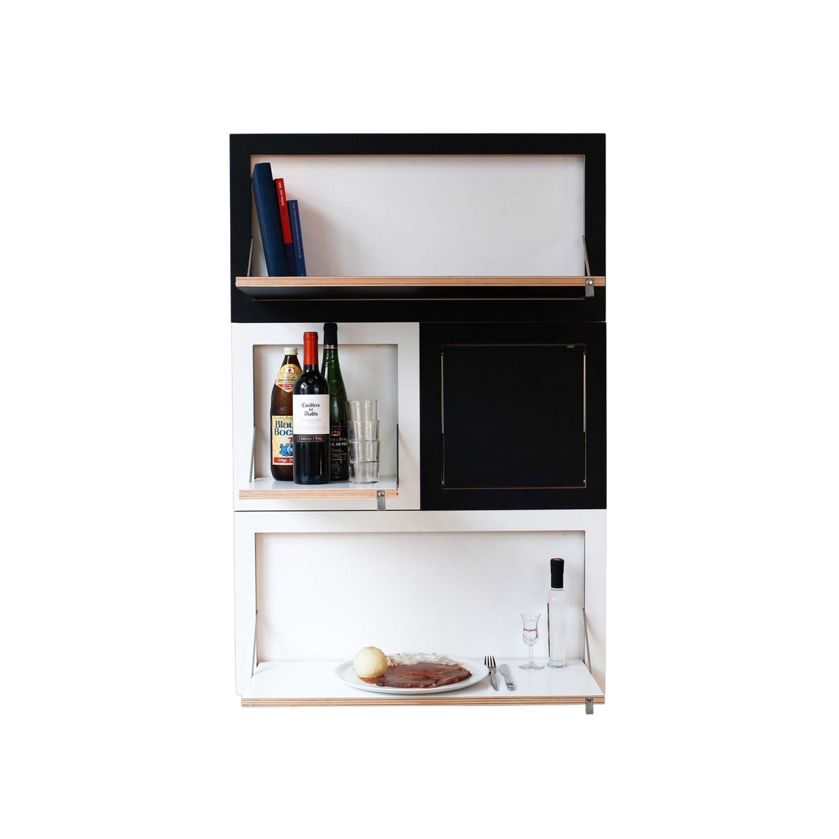 Double étagère murale en bouleau noir 40x18x80cm Fläpps - Ambivalenz