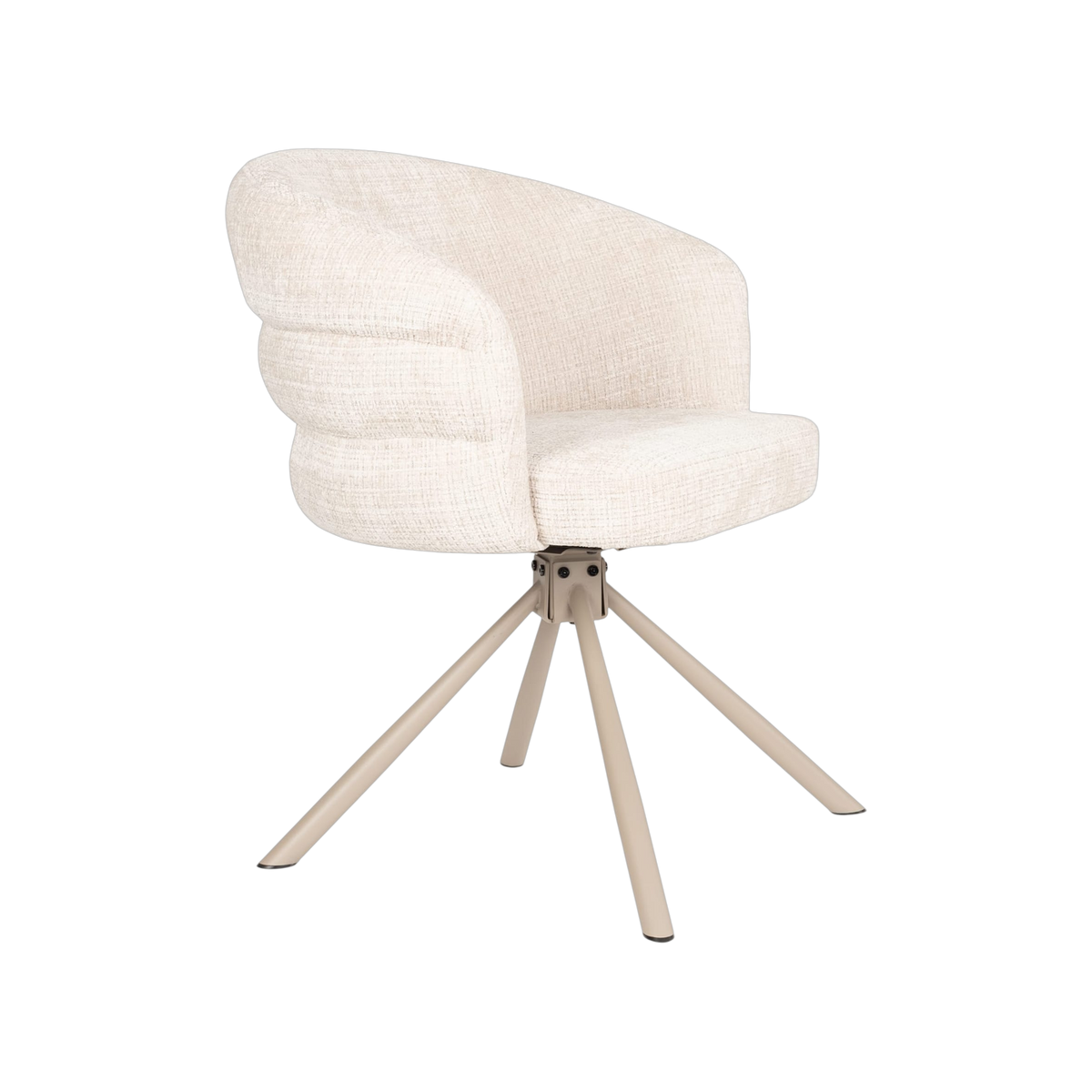Chaise avec accoudoirs pivotante en tissu et métal beige 63x62x77cm Ambroise - The Cool Republic
